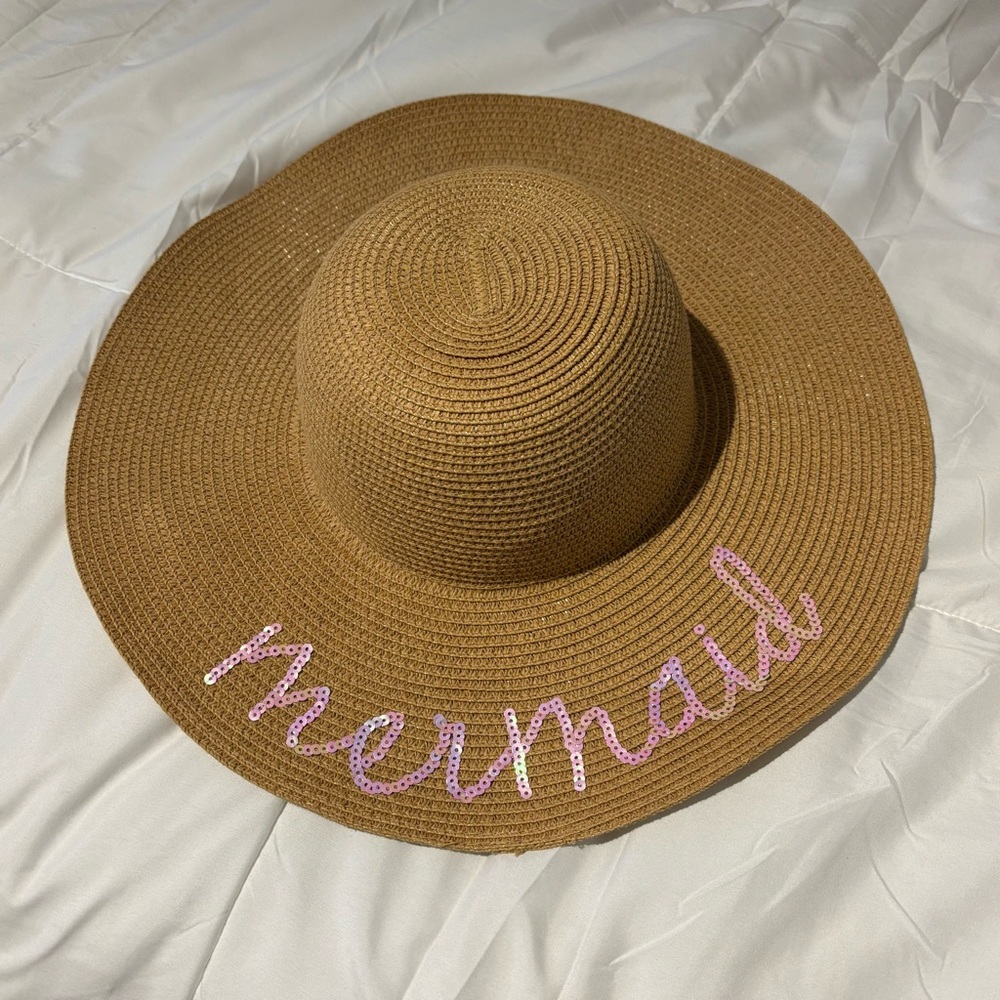 Francesca’s Collection Sun Hat with Pink Sequin 'Mermaid'